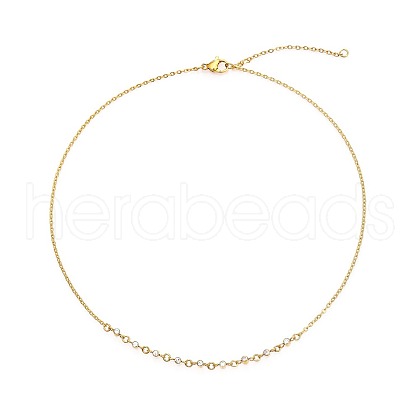 Cubic Zirconia Column Pendant Necklace with Brass Cable Chains UU3534-1-1
