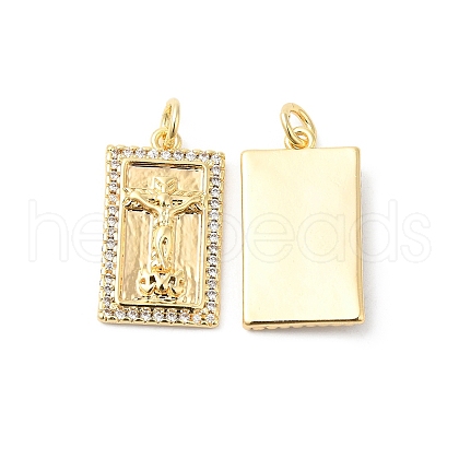 Brass Micro Pave Clear Cubic Zirconia Pendants KK-P234-09G-1