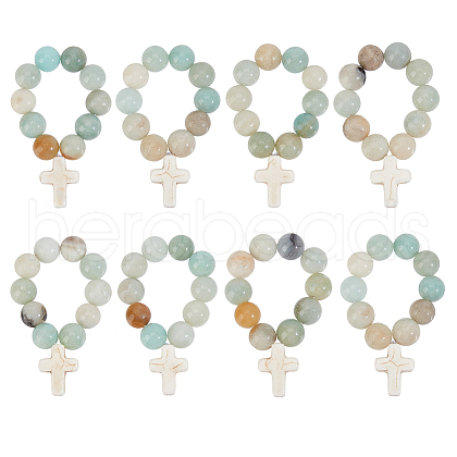 Natural Flower Amazonite Round Beads Pendant Decoration HJEW-OC00017-1