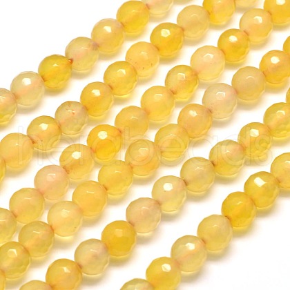 Dyed Natural Agate Faceted Round Beads Strands G-E267-05-1