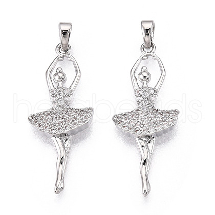 Brass Micro Pave Cubic Zirconia Pendants ZIRC-T016-04P-1