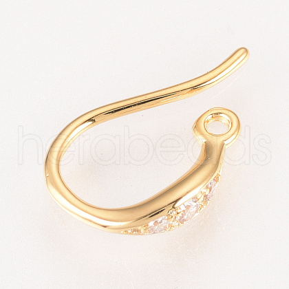 Brass Micro Pave Cubic Zirconia Earring Hooks ZIRC-Q002-144G-1