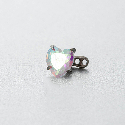 Stainless Steel Cubic Zirconia Heart Dermal Anchor Base/Top for Women Men WGF2D58-08-1