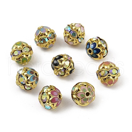 Brass Enamel Beads KK-L236-01D-G-1