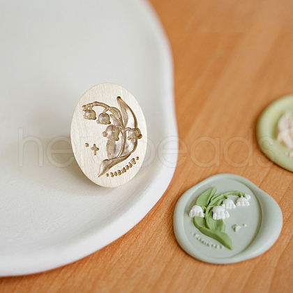Golden Tone Wax Seal Brass Stamp Head STAM-PW0005-023G-01-1