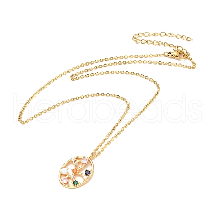 Colorful Cubic Zirconia Constellation Pendant Necklace NJEW-H166-01L-1