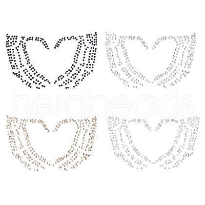 SUPERFINDINGS 4Pcs  4 Colors Heart Glitter Hotfix Rhinestone DIY-FH0007-37-1