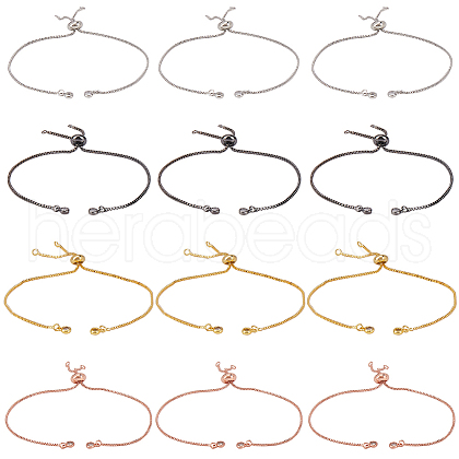 SOFPLATE 12Pcs 4 Colors Rack Plating Adjustable Brass Slider Bracelet Making KK-SP0001-81-1