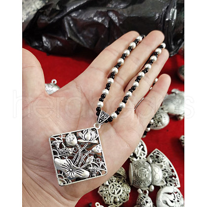 Ethnic Style Alloy Pendant Plastic Imitation Pearl Beaded Necklaces FS-WG6EDFA-03-1