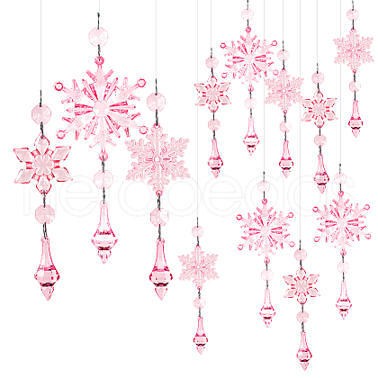 SOFPLATE 15Pcs 3 Styles Christmas Acrylic Snowflake Pendant Decorations HJEW-SP0001-04B-1