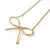 Ion Plating(IP) 304 Stainless Steel Cable Chain Bowknot Pendant Necklaces NJEW-Z041-02G-01-1