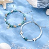 2Pcs 2 Styles Summer Beach Synthetic Turquoise & Natural Sea Shell & Glass Braided Bead Anklets AJEW-TA00039-2