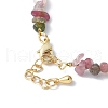 Brass & Natural Pearl & Tourmaline Chip Beaded Bracelet Making KK-F892-20G-3