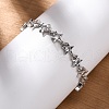 Brass Micro Pave Clear Cubic Zirconia Link Bracelets for Women BJEW-D342-01P-1