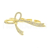 Bowknot Brass Micro Pave Clear Cubic Zirconia Cuff Finger Rings RJEW-B069-04G-2