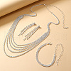 Alloy Crystal Rhinestone Tassel Multilayer Necklaces & Stud Earrings & Chain Bracelets Sets FS-WG38DB5-01-1
