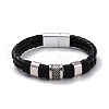 Retro Leather Braided Cord Bracelet for Men X-BJEW-A039-01B-1