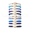 10Pcs 10 Styles Faceted Glass & Handmade Polymer Clay Breaded Stretch Bracelets BJEW-JB10259-1