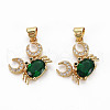 Brass Micro Pave Green Cubic Zirconia Pendants ZIRC-N039-195-NF-1