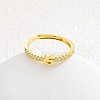 Adjustable Brass Micro Pave Clear Cubic Zirconia Finger Rings for Women FS-WG712C8-11-1