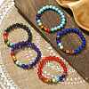 Dyed Natural & Synthetic Mixed Gemstone Round Beaded Stretch Bracelets BJEW-JB09650-2