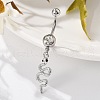 Alloy Rhinestone Snake Curved Barbell Belly Rings AJEW-R007-03P-05-3