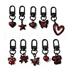 10Pcs Red and Black Double Screen Alloy Pendant Decorations HJEW-JM03458-2