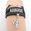 12 Constellations PU Leather Multi-strand Bracelets WG5E0D3-12-1