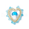 Mushroom Handmade Lampwork with Grade A Round Glass Seed Beads and Rack Plating Alloy Open Back Bezel Pendants and Electroplate Glass Beads Pendants PALLOY-MZ00689-03-1