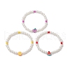 3Pcs Summer Fruit Theme ABS Plastic Imitation Round Pearl Beaded Stretch Bracelets for Women BJEW-JB11735-2