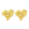 Ion Plating(IP) 304 Stainless Steel Textured Heart Stud Earrings EJEW-D281-17G-1