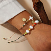 2Pcs Flat Round Brass Charms Bracelets XA8445-3-4