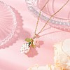 Glass Seed Beaded & Imitation Pearl Flower Pendant 304 Stainless Steel Cable Chain Necklaces for Women NJEW-MZ00115-04-1
