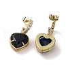 Cubic Zirconia Heart Dangle Stud Earrings EJEW-H308-09G-01-2