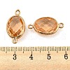 Brass Pave Faceted Glass Connector Charms KK-G486-02G-3