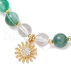 Natural Striped Agate & Quartz Crystal Round Beaded Bracelets BJEW-JB11934-01-3