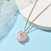 Natural Rose Quartz Heart Pendant Necklaces NJEW-JN04683-02-3