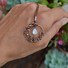 Copper Wire Wrapped Moon with Synthetic Moonstone Drop  Pendant Necklaces FS-WG5A52F-01-3