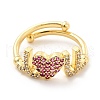 Rack Plating Brass Micro Pave Camellia Cubic Zirconia Rings RJEW-E064-12G-2