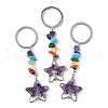Star Brass Amethyst Keychains HJEW-S006-01P-K-1