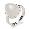 Natural Quartz Crystal Teardrop Adjustable Rings RJEW-K371-08S-17-2