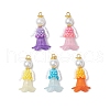 Glass Seed Beaded Flower Figurine Pendants PALLOY-MZ00686-1