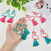 FIBLOOM 4 Pairs 4 Colors Alloy Flamingo Dangle Earrings EJEW-FI0003-20-10