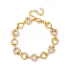 Brass Micro Pave Clear Cubic Zirconia Link Bracelets for Women BJEW-D342-03G-4