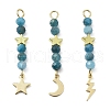 3Pcs 3 Styles Natural Apatite Faceted Round Beaded Pendants PALLOY-JF03604-05-2