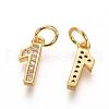 Brass Micro Pave Clear Cubic Zirconia Charms ZIRC-L092-01-G-2