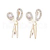 Crystal Rhinestone Scissor Lapel Pin with Plastic Pearl JEWB-N007-061-1