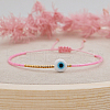 Adjustable Lanmpword Evil Eye Braided Bead Bracelet ZW2937-14-1