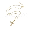 Brass Micro Pave Clear Cubic Zirconia Pendant Necklaces NJEW-B101-07G-03-2