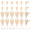 BENECREAT 48Pcs 2 style Brass Stud Earring Findings KK-BC0009-65-1